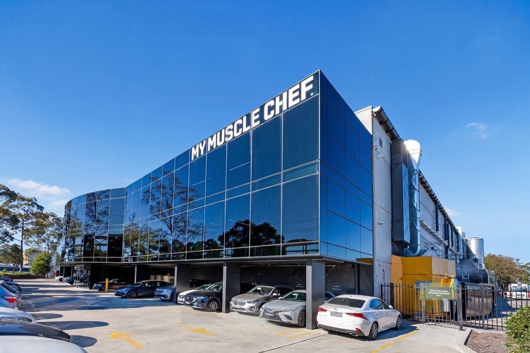 Yennora, Sydney — the My Muscle Chef facility, the glazed office box from the car park